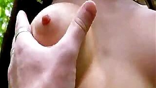Sexy Czech babe Sasha Rose banged in the woods for money